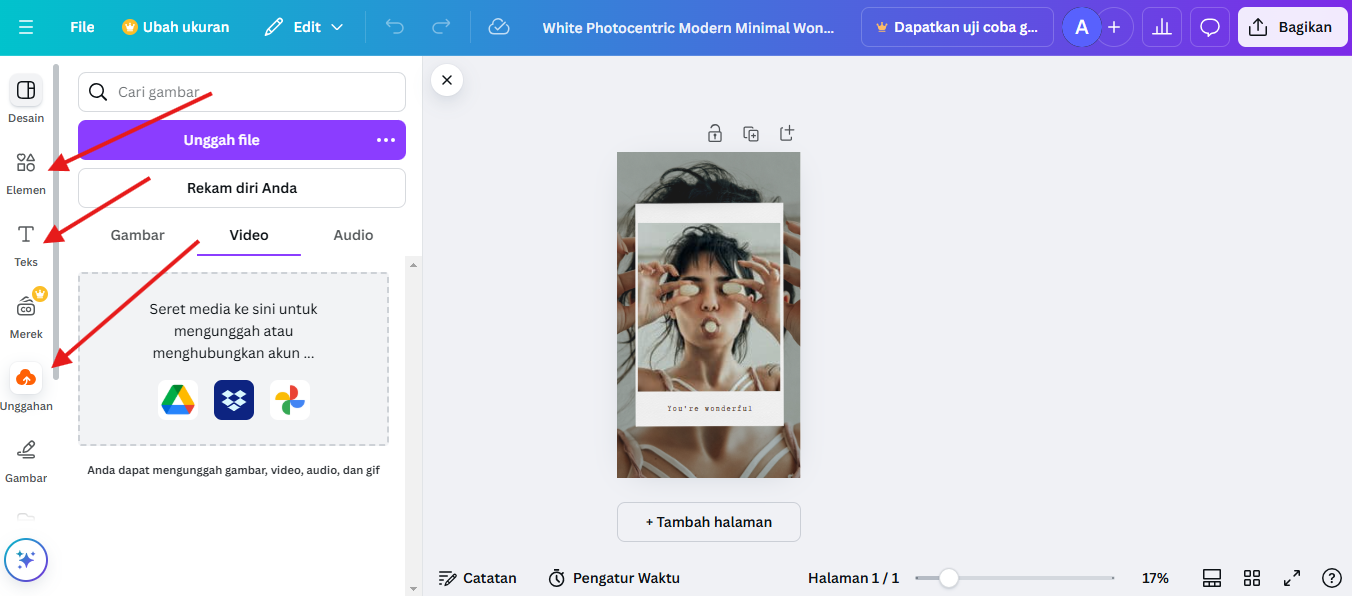 Menambahkan Video dan Elemen Kreatif di canva